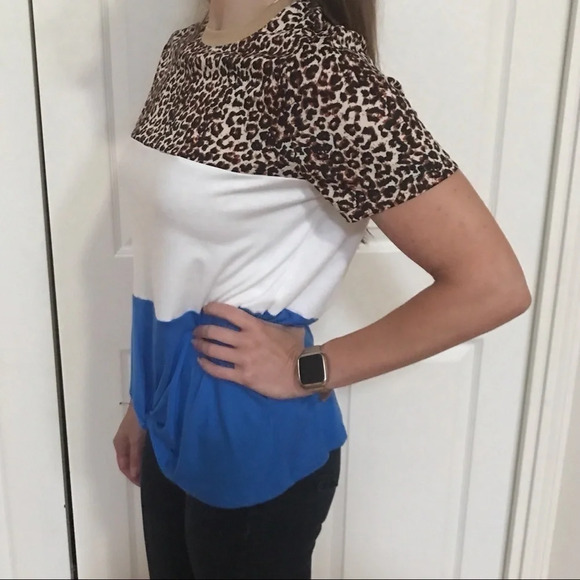 𝅺leopard &‎ Blue Color Block Top. New - Picture 7 of 9
